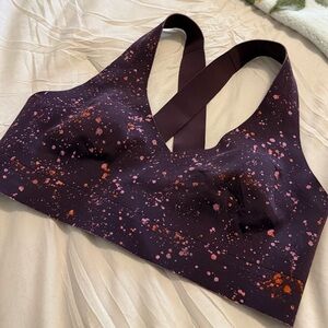 Women's Purple Splatter Print Reversible Sports Bra